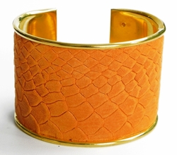 J. Lang Cuff Bracelet Orange Snake Leather