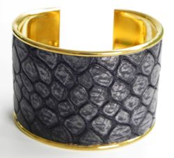 J. Lang Cuff Bracelet Purple Crocodile Leather