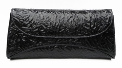 J. Lang Curve Clutch Black Leather