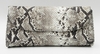 J. Lang Curve Clutch Black & White Python Leather
