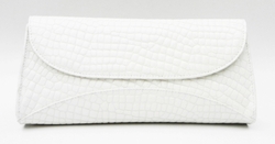 J. Lang Curve Clutch White Patent Leather