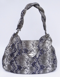J. Lang Twister Hobo Brown & Blue Python Leather