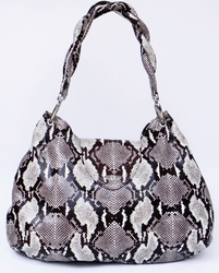 J. Lang Twister Hobo Brown & White Python Leather