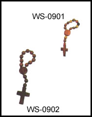Virgin of the Angels Finger Wood Rosaries - 3.5", 4.0"