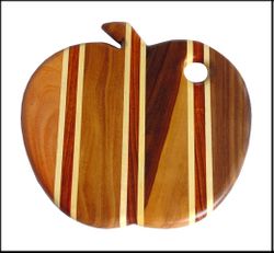 Wood Cutting Board w/Stripes - Apple