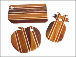 Wood Cutting Board w/Stripes - Set