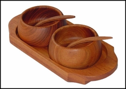 Wood Double Gravy Dish