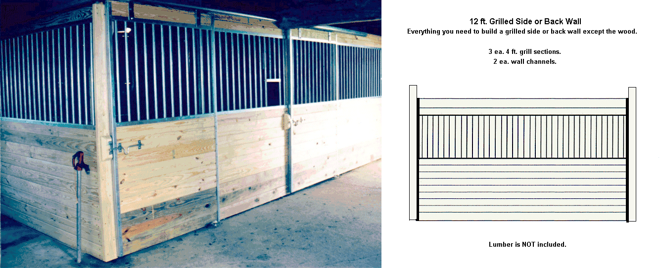 Horse Stall Side or Back Wall Package Grilled Galvanized 12ft