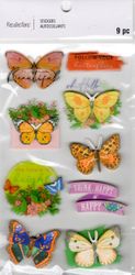 Butterflies, glitter, 3D scrapbook stickers 4x7" (Recollections)
