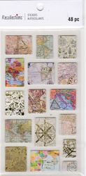 Passport Stamps & Maps, 3D scrapbook stickers 4x7" (Recollections)