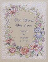 Two Hearts Wedding Record, 11x14", stamped cross stitch kit (Dimensions)