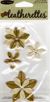 Khaki Starflowers, Leatherettes 3D scrapbook stickers (Jolee's Boutique) 