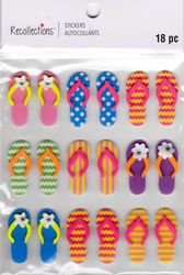 Flip Flops, summer, 3D scrapbook stickers 4x7" (Recollections) 
