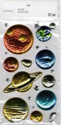 Planets, shiny & puffy, 3D scrapbook stickers 4x7" (Recollections)  
