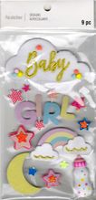 Baby Girl & cloud, 3D scrapbook stickers 4x7" (Recollections) 