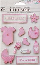 It's A Girl, baby, glitter 3D Scrapbook stickers, 11/pk (Little Birdie) 