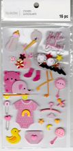 Stork, Hello Baby Girl, 3D scrapbook stickers 4x7" (Recollections) 
