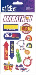 Marathon, running scrapbook stickers (Sticko)