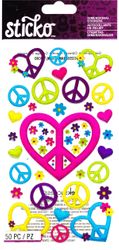 Peace Signs,Sparkler Classic, 3D scrapbook stickers (Sticko)