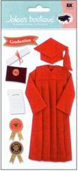 Graduation Cap & Gown, Red 3D scrapbook stickers (Jolee's Boutique)