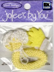 Baby Bonnet & Gloves, yellow, scrapbook embellishment (Jolee's by You)
