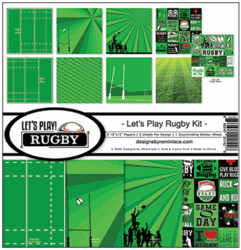 Let's Play Rugby Kit, 8 papers & 1 sticker pack, scrapbook (Reminisce)