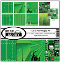 Let's Play Rugby Kit, 8 papers & 1 sticker pack, scrapbook (Reminisce)
