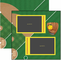 Softball, Quick Page, right side, sports double-sided scrapbook paper (Scrapbook Customs)