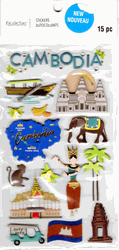 Cambodia, 3D scrapbook stickers 4x7" (Recollections)