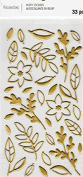 Gold Flower Outlines, 3D scrapbook stickers 4x7" (Recollections)
