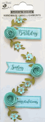 Rose Celeste, birthday 3D Scrapbook stickers, 3/pk (Little Birdie)