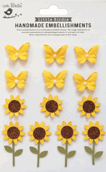 Sunny Delight, flowers, 3D Scrapbook stickers, 13/pk (Little Birdie)<br><font color=red>25% off</font>
