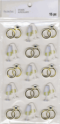 Wedding Rings & Champagne, 3D scrapbook stickers 4x7" (Recollections)