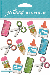 School Supplies, 3D scrapbook stickers (Jolee's Boutique) 