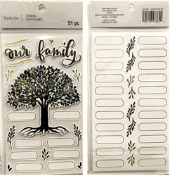 Our Family Tree, 3D scrapbook stickers 4x7" 2 SHEETS (Recollections)