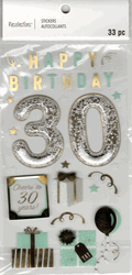 Happy 30th Birthday, 3D scrapbook stickers 4x7" (Recollections)