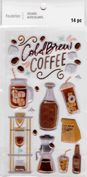 Coffee, Cold Brew, 3D scrapbook stickers 4x7" (Recollections)