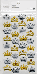 Crowns: Silver & Gold, 3D scrapbook stickers 4x7" (Recollections)