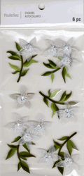 Flowers, white, 3D scrapbook stickers 4x7" (Recollections)