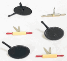 Cooking: Pans & Rolling Pins, scrapbook brads, 12/pack (Eyelet Outlet)
