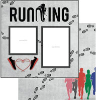 Running, Quick Page, left side, sports double-sided scrapbook paper (Scrapbook Customs)