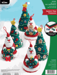 Bucilla: Ornaments, Santa's Tree Treasures, Christmas felt applique ornaments kit, 6/pk