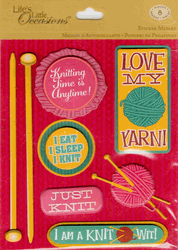 Knitting- Sticker Medley, 3D scrapbook stickers (K&Company)