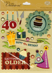 40th Birthday- Sticker Medley, 3D scrapbook stickers (K&Company)