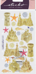 Vellum Sandcastles, 4x7", scrapbook stickers (Sticko)