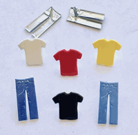 Jeans & Tee Shirts, scrapbook brads, 12/pack (Eyelet Outlet)