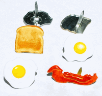Breakfast: bacon, eggs, toast , scrapbook brads, 12/pk (Eyelet Outlet)  