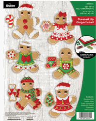 Bucilla: Ornaments, Dressed Up GIngerbread, felt applique Christmas ornament kit<br><font color=red>New for 2026</font>