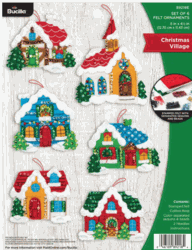 Bucilla: Ornaments, Christmas Village, felt applique Christmas ornament kit<br><font color=red>New for 2026</font>