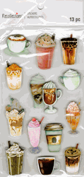 Coffee Flavors, 3D scrapbook stickers 4x7" (Recollections)<br><font color=red>40% off</font>
